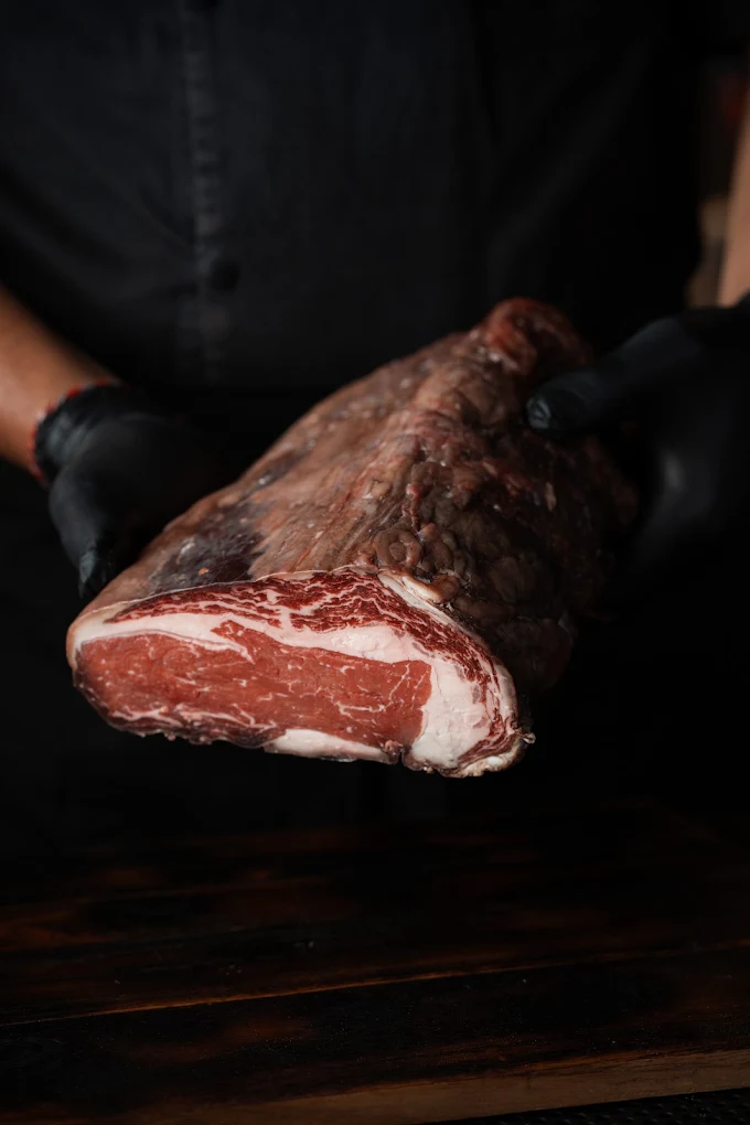 Prime Wagyu cut presented